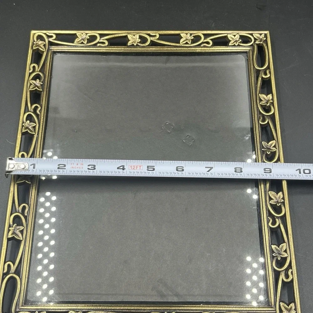 Vintage Brass Tone Metal Picture Frame with Filigree Ivy Vine Pattern 9 1/2 x 11